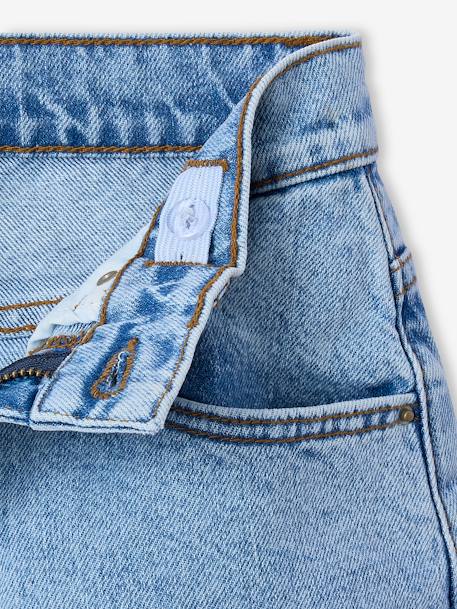 Short long en jean fille bas effiloché bleu clair - vertbaudet enfant 