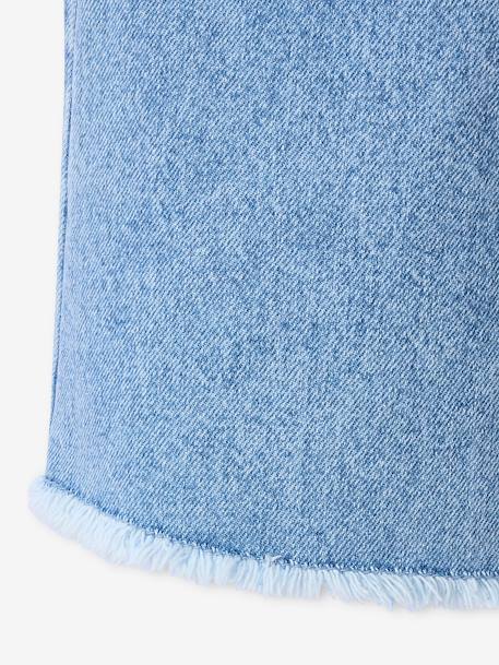 Short long en jean fille bas effiloché bleu clair - vertbaudet enfant 