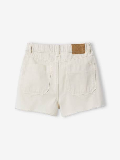 Short en jean effet usé fille bleu moyen+vanille - vertbaudet enfant 