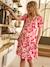 Robe courte de grossesse motifs fleurs kaki+rouge - vertbaudet enfant 