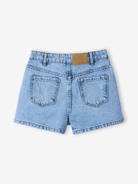 Jupe short en jean asymétrique fille bleu clair - vertbaudet enfant 