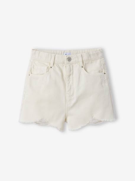 Short en jean effet usé fille bleu moyen+vanille - vertbaudet enfant 