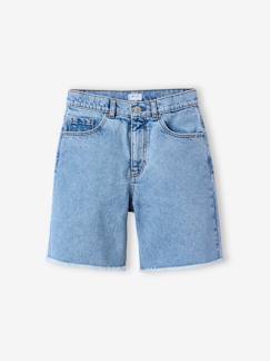 -Short long en jean fille bas effiloché