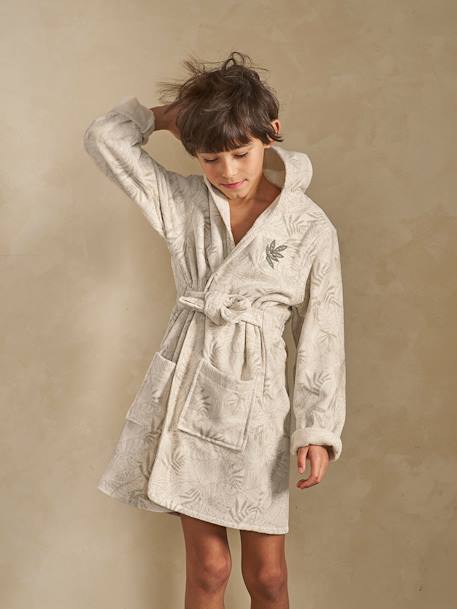 Peignoir de bain enfant personnalisable GREEN JUNGLE, avec coton recyclé vert imprimé - vertbaudet enfant 