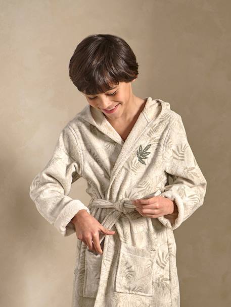 Badjas voor kinderen met GREEN JUNGLE personalisatie, met gerecycled katoen groen, bedrukt - vertbaudet enfant 