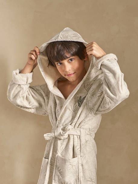 Badjas voor kinderen met GREEN JUNGLE personalisatie, met gerecycled katoen groen, bedrukt - vertbaudet enfant 