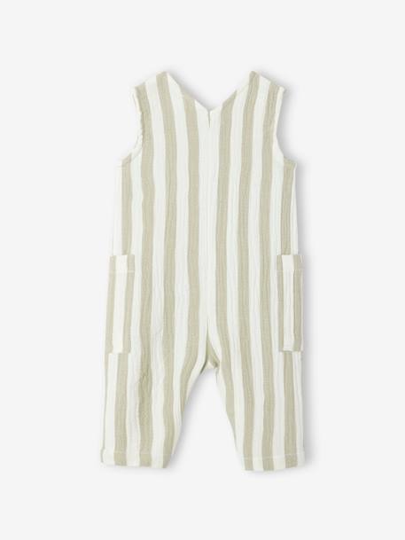 Gestripte katoenen baby romper groen, gestreept - vertbaudet enfant 