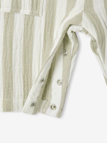 Combinaison bébé gaze de coton rayée rayé vert - vertbaudet enfant 