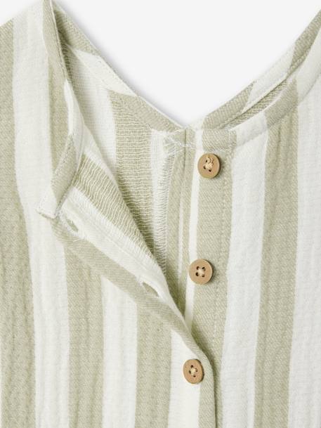 Combinaison bébé gaze de coton rayée rayé vert - vertbaudet enfant 