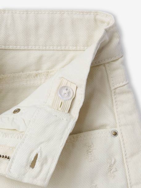 Short en jean effet usé fille bleu moyen+vanille - vertbaudet enfant 