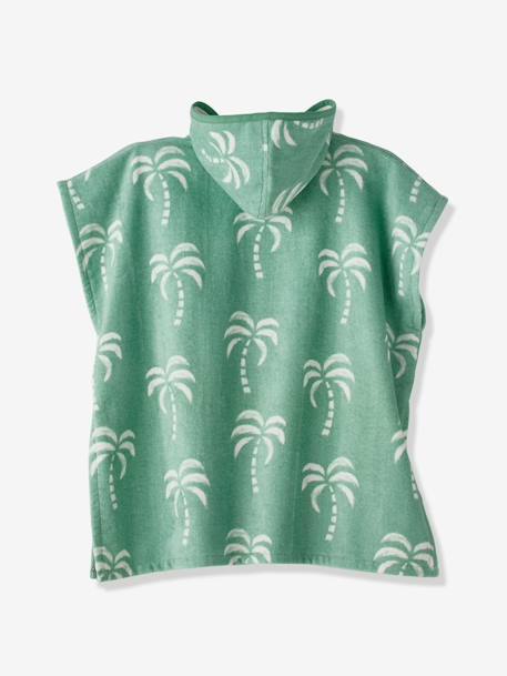 Poncho de bain / plage enfant personnalisable, avec coton recyclé blanc imprimé+carreaux bleu+lilas+menthe - vertbaudet enfant 