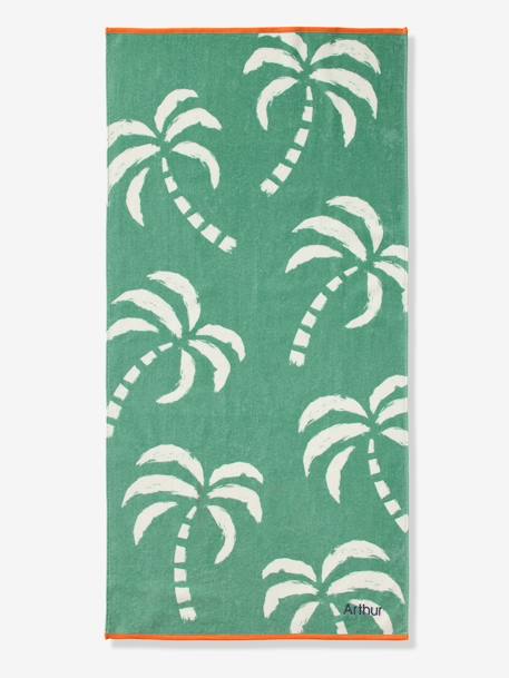 Serviette de bain / plage personnalisable, avec coton recyclé menthe+rayé bleu+rose imprimé - vertbaudet enfant 