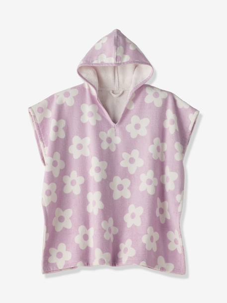 Poncho de bain / plage enfant personnalisable, avec coton recyclé blanc imprimé+carreaux bleu+lilas+menthe - vertbaudet enfant 