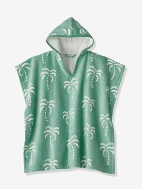 Poncho de bain / plage enfant personnalisable, avec coton recyclé blanc imprimé+carreaux bleu+lilas+menthe - vertbaudet enfant 
