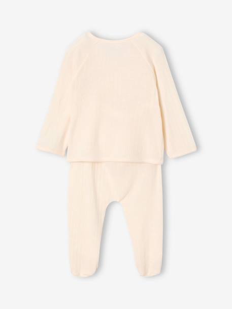 Kit naissance 5 pièces : brassière + pantalon + bonnet + gants + pochon écru - vertbaudet enfant 