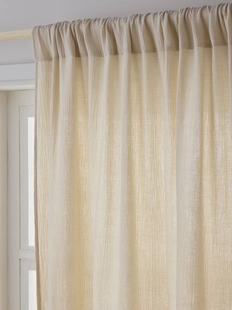 Rideau tube tamisant en gaze de coton blanc+bleu grisé+cannelle+écru+rose+rose poudré+vert sauge - vertbaudet enfant 