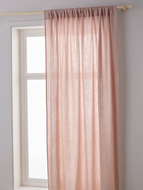 Rideau tube tamisant en gaze de coton blanc+bleu grisé+cannelle+écru+rose+rose poudré+vert sauge - vertbaudet enfant 