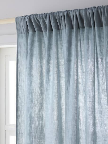 Rideau tube tamisant en gaze de coton blanc+bleu grisé+cannelle+écru+rose+rose poudré+vert sauge - vertbaudet enfant 