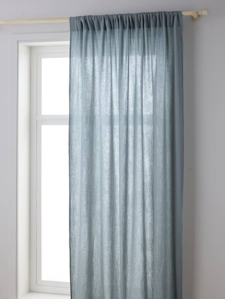 Rideau tube tamisant en gaze de coton blanc+bleu grisé+cannelle+écru+rose+rose poudré+vert sauge - vertbaudet enfant 