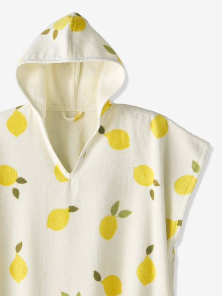 Gepersonaliseerde bad-/strandponcho voor kinderen, met gerecycled katoen blauw, geruit+lila+mintgroen+wit, bedrukt - vertbaudet enfant 