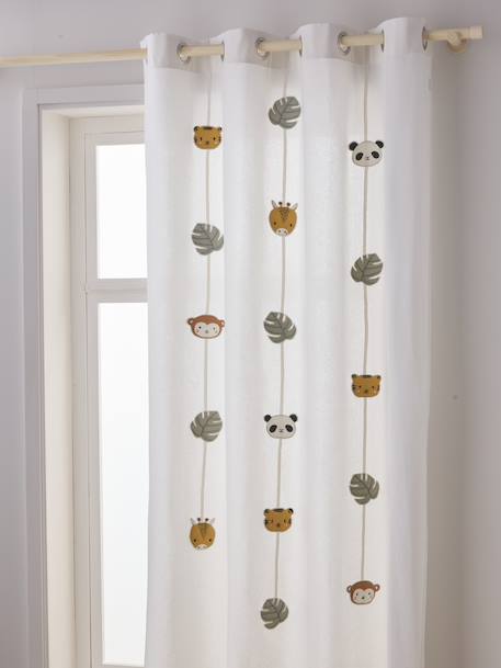Rideau guirlande à ½illets tamisant animaux Hanoï écru - vertbaudet enfant 