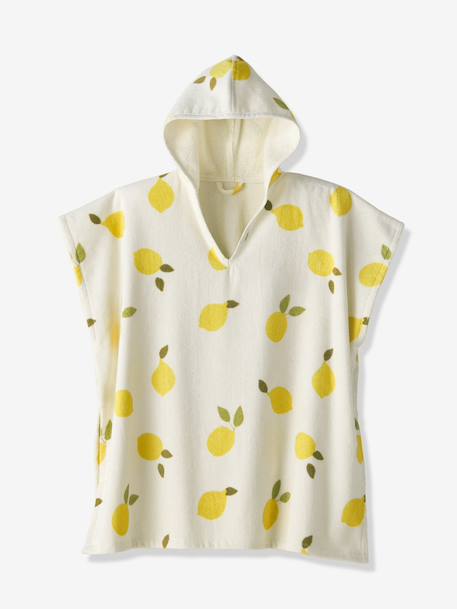 Poncho de bain / plage enfant personnalisable, avec coton recyclé blanc imprimé+carreaux bleu+lilas+menthe - vertbaudet enfant 