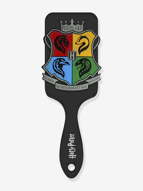 Brosse à cheveux Harry Potter avec application 3D des 4 maisons en silicone noir - vertbaudet enfant 
