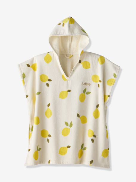 Poncho de bain / plage enfant personnalisable, avec coton recyclé blanc imprimé+carreaux bleu+lilas+menthe - vertbaudet enfant 