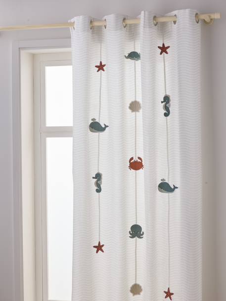 Under the Ocean eyelet gordijnslinger met zeedieren WIT - vertbaudet enfant 