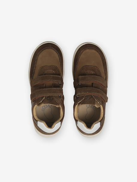 Leren kindersneakers met klittenband bruin - vertbaudet enfant 