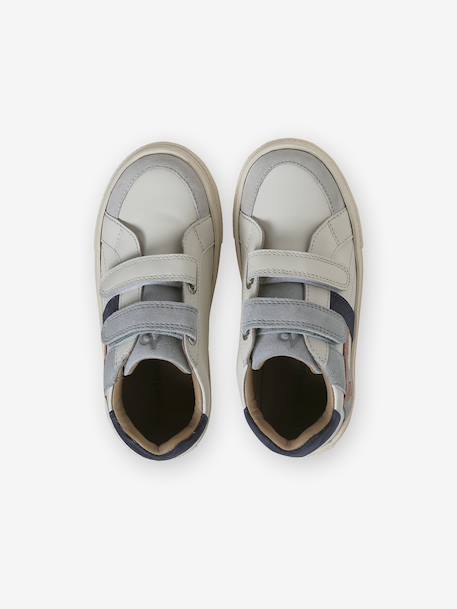 Baskets enfant garçon cuir à scratchs écru+lot bleu - vertbaudet enfant 