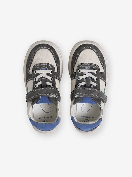 Basket enfant garçon cuir à scratchs et lacets élastiqués lot blanc - vertbaudet enfant 