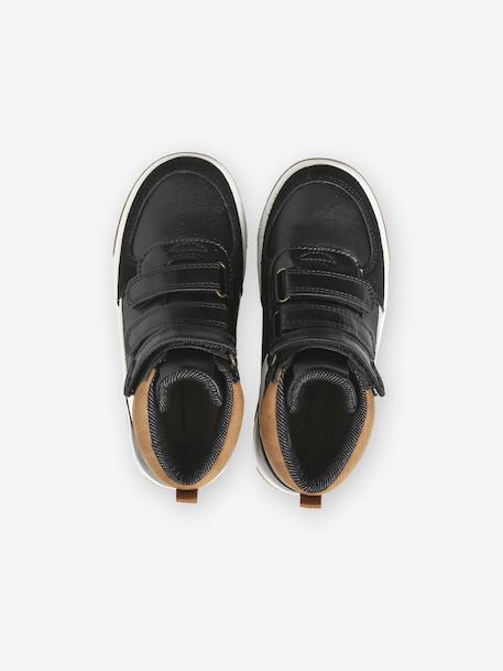 Baskets enfant garçon synthétique montantes à scratchs denim brut+noir - vertbaudet enfant 