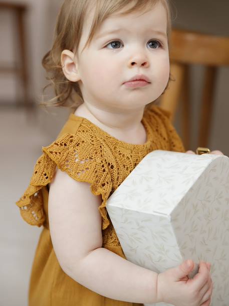 Combishort voor baby's van twee materialen karamel+koraal - vertbaudet enfant 