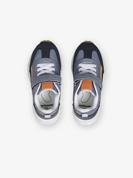 Kindersneakers met veters en klittenband, kleutercollectie blauw, bedrukt+kaki+veel beige+veel blauw - vertbaudet enfant 