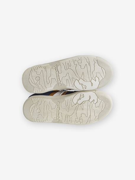Tennisschoenen met klittenband voor jongens BLEU FONCE UNI AVEC DECOR+bruin - vertbaudet enfant 