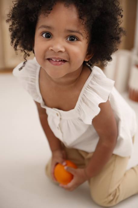 Babyblouse van katoenvoile vanille - vertbaudet enfant 