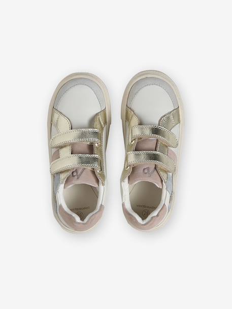 Baskets enfant fille cuir à scratchs écru+lot blanc - vertbaudet enfant 