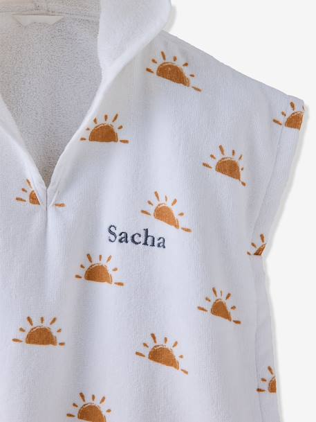Poncho de bain / plage bébé personnalisable, avec coton recyclé blanc imprimé+rose imprimé - vertbaudet enfant 