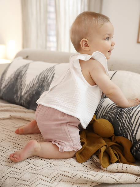 Set van 2 geboorteshorts 1 effen + 1 bedrukt rozen - vertbaudet enfant 