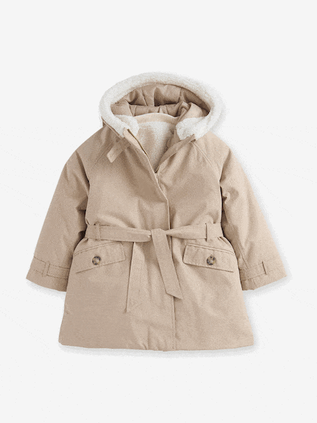 Parka à capuche 3 en1 fille taupe - vertbaudet enfant 