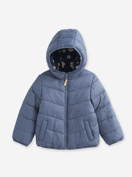 Doudoune fille légère réversible marine+vert émeraude+vert sauge - vertbaudet enfant 