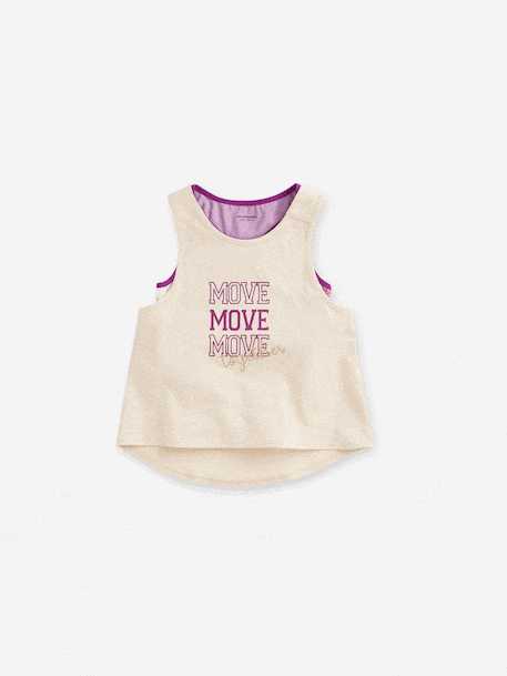 Sportset hemdje + topje voor meisjes ecru - vertbaudet enfant 