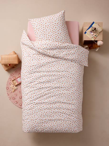 Parure de lit housse de couette enfant et taie d'oreiller LEOPARD, avec coton recyclé blanc imprimé - vertbaudet enfant 