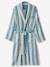 Gestreepte badjas voor volwassenen TRANSAT familie-capsulecollectie, personaliseerbaar, met gerecycled katoen blauw, gestreept+groen, gestreept - vertbaudet enfant 