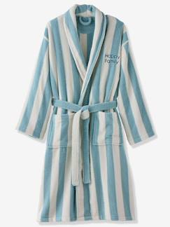 Linge de maison et décoration-Linge de bain-Peignoir de bain adulte mixte rayures TRANSAT capsule famille personnalisable, avec coton recyclé
