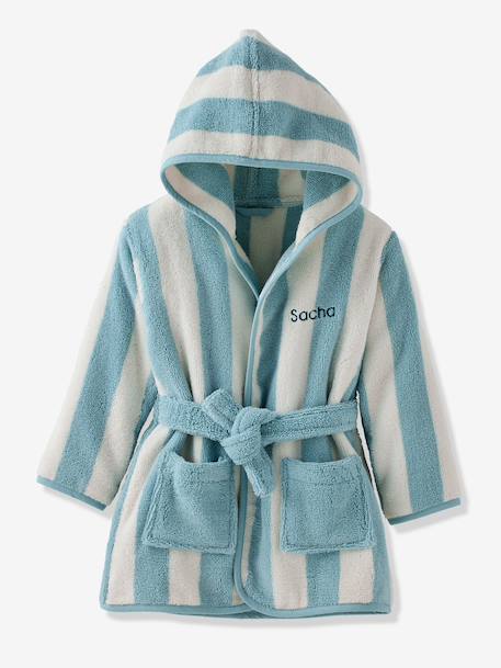 Garçon-Peignoir de bain Enfant rayures TRANSAT capsule famille personnalisable, avec coton recyclé