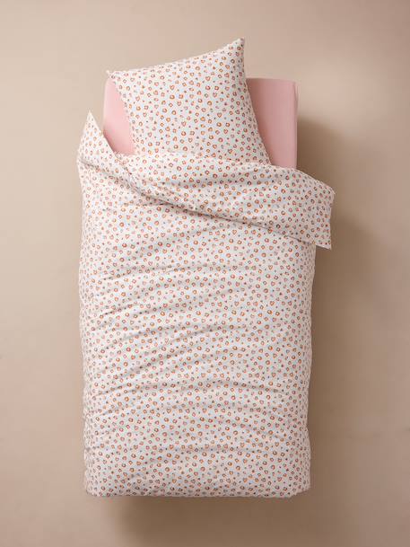 Parure de lit housse de couette enfant et taie d'oreiller LEOPARD, avec coton recyclé blanc imprimé - vertbaudet enfant 