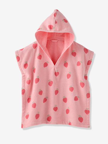 Poncho de bain / plage bébé personnalisable, avec coton recyclé blanc imprimé+rose imprimé - vertbaudet enfant 
