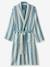 Peignoir de bain adulte mixte rayures TRANSAT capsule famille personnalisable, avec coton recyclé rayé bleu+rayé vert - vertbaudet enfant 